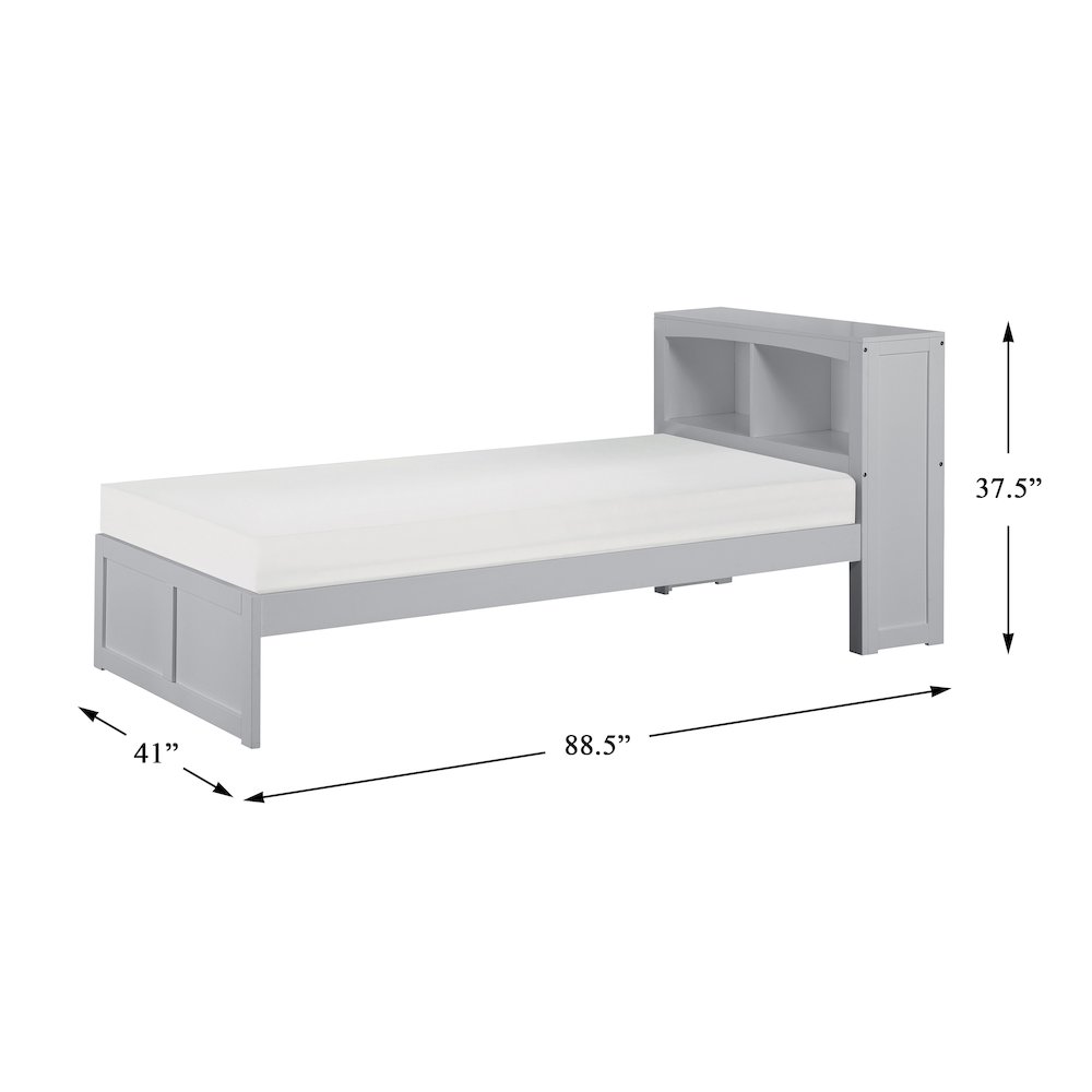 Orion Pine Twin Bookcase Bed in Gray. Picture 3