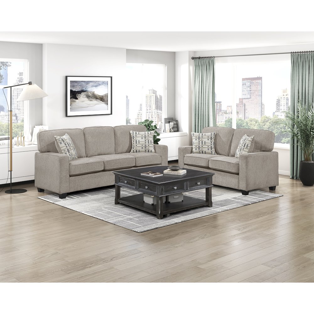 Frances Chenille 2pc Set: Sofa, Love in Taupe. Picture 2
