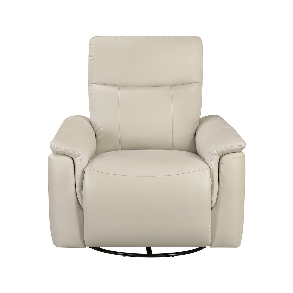 Hadley Leather Swivel Glider Reclining Chair in Taupe. Picture 4