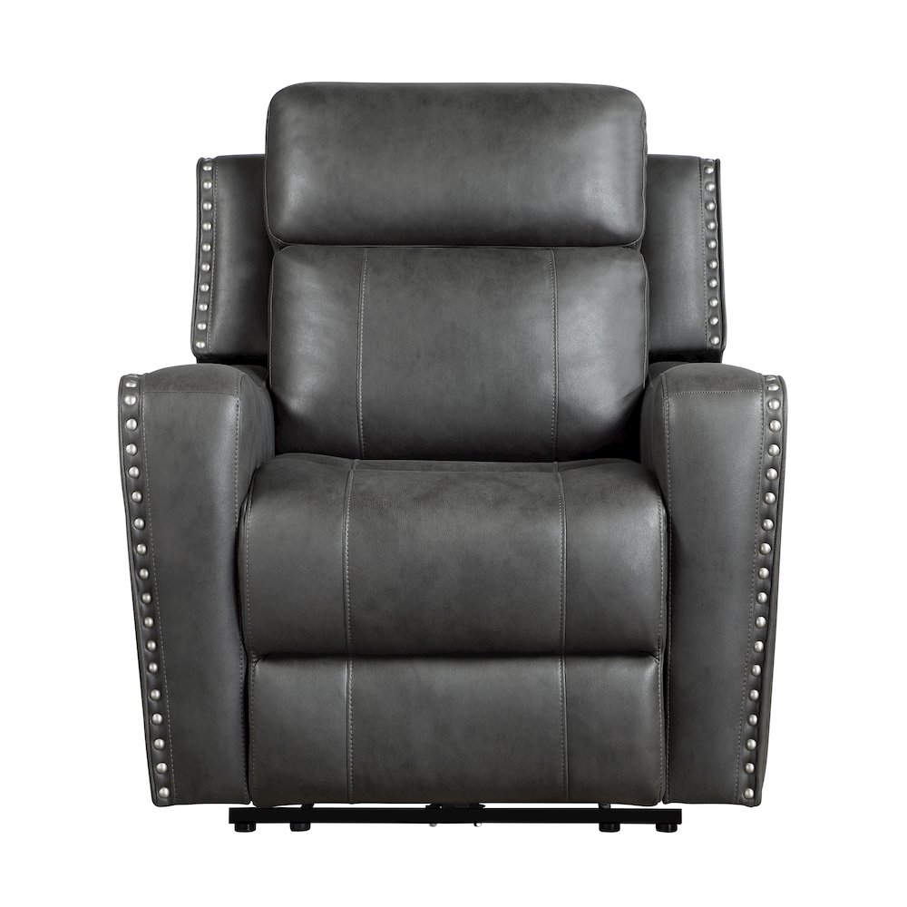 Kellen Microfiber Power Reclining Chair in Smoky Gray. Picture 4