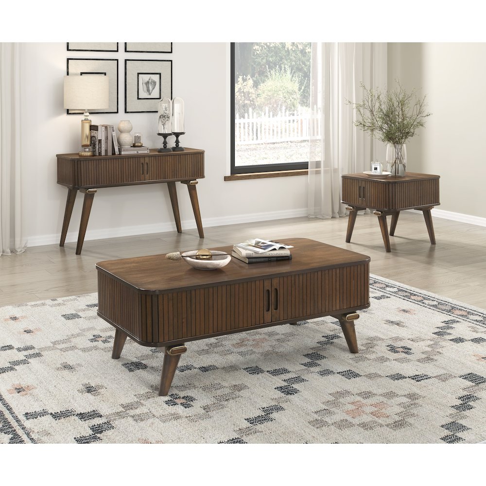 Monroe Asian Hardwood End Table in Mango. Picture 2