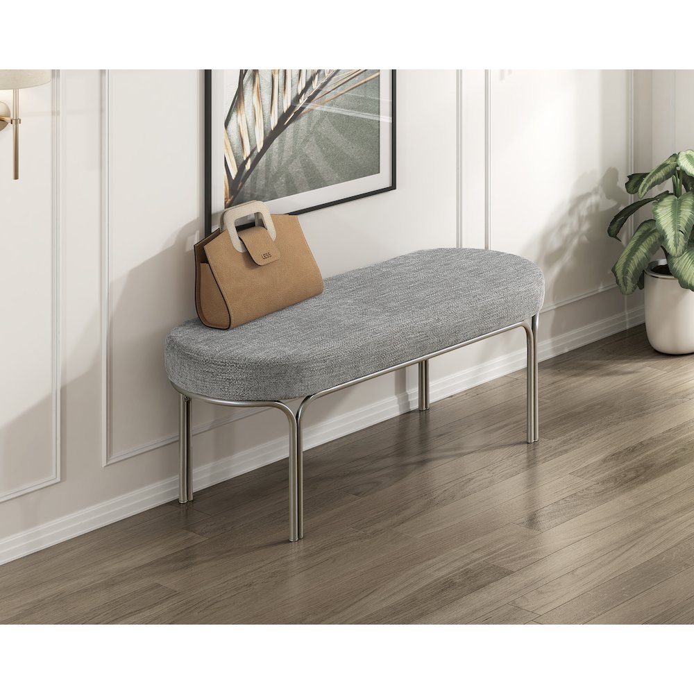 Waldon Chenille Bench in Gray. Picture 2