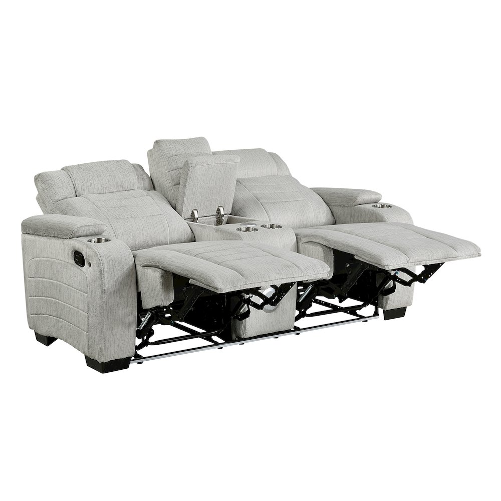 Ronan Microfiber 2pc Set: Sofa, Love in Light Gray. Picture 6