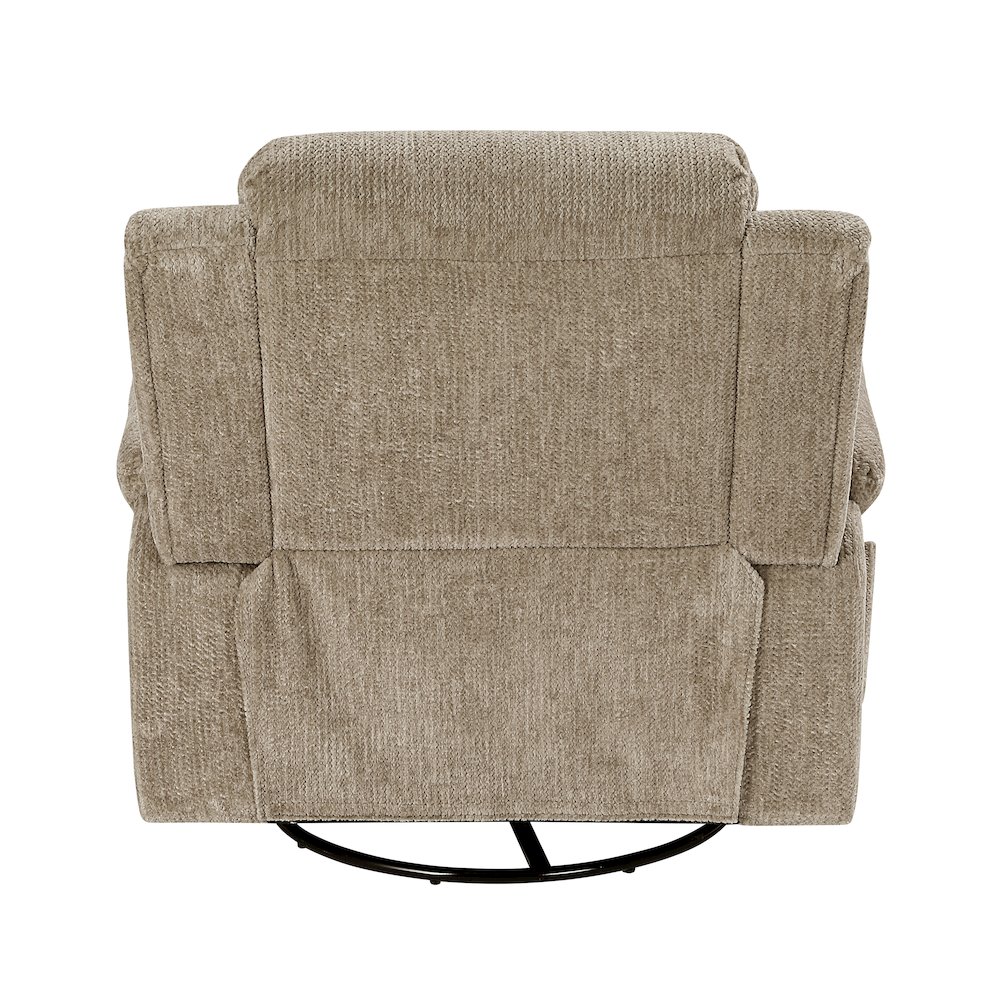 Oxford Microfiber Swivel Glider Reclining Chair in Brown. Picture 3
