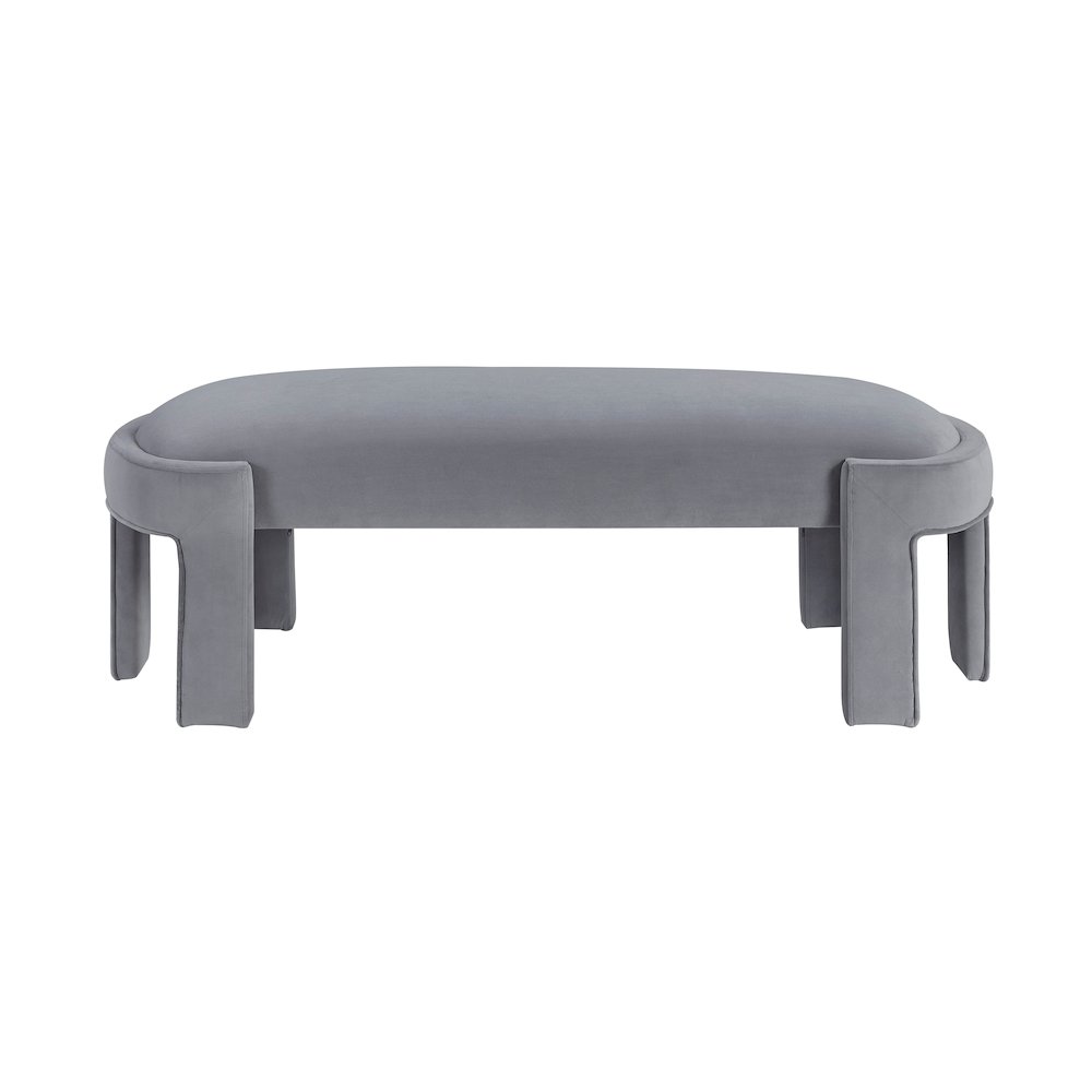 Flux Velvet Bench in Gray. Picture 3