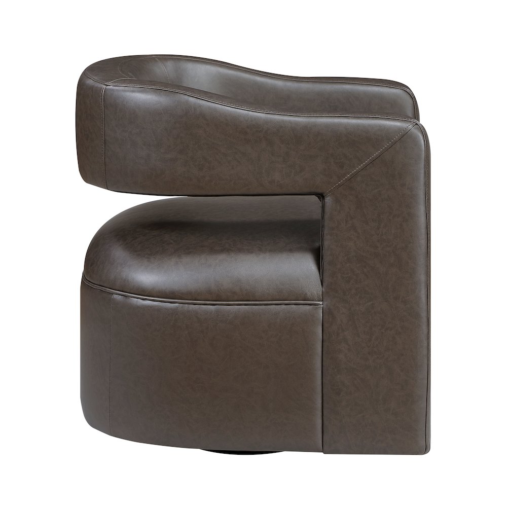 Sawyer Faux Leather Swivel Chair in Dark Coffee. Picture 7