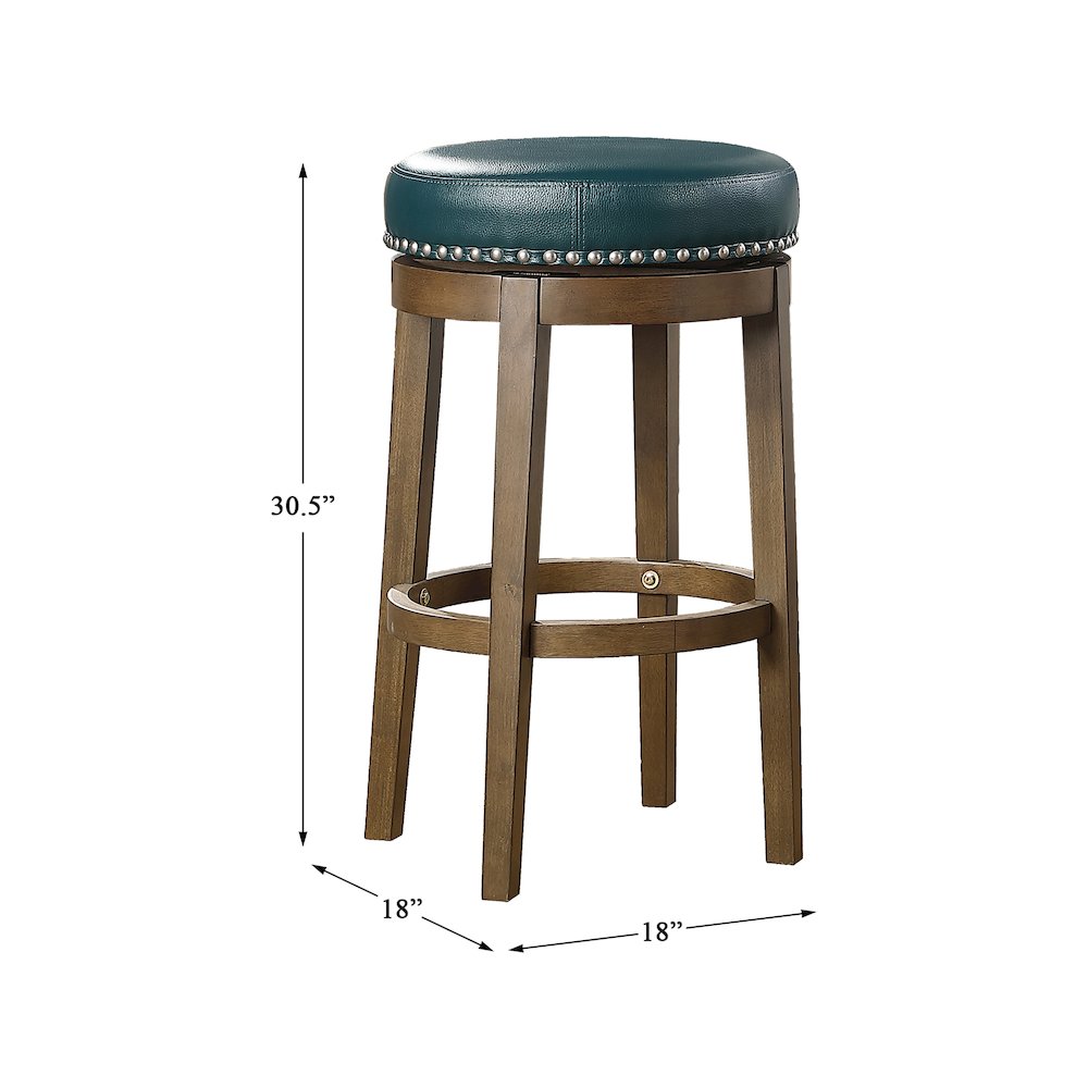 Westby Solid Wood 29" Round Swivel Stool, Set of 2 in Green. Picture 4
