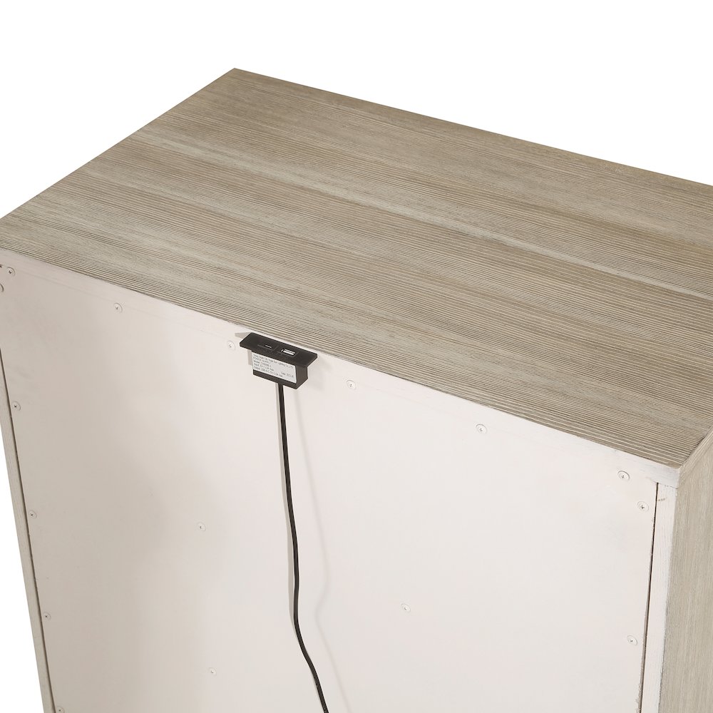 Mckewen Asian Hardwood Nightstand in Light Gray. Picture 5