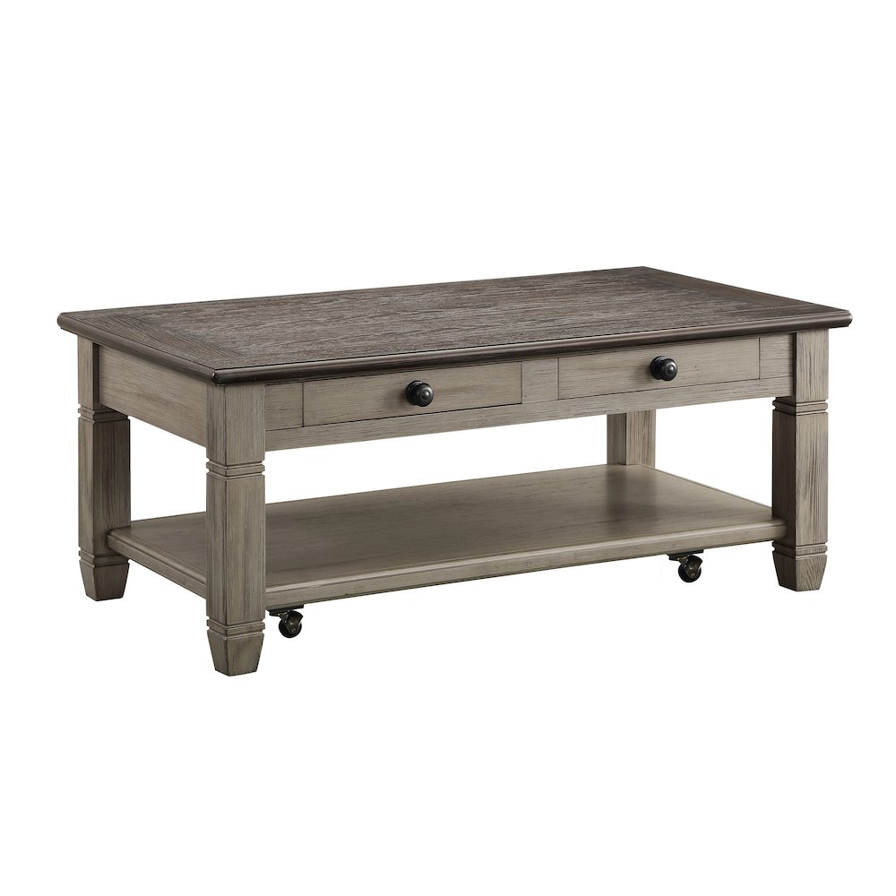 Granby Pine Cocktail Table in 2-Tone Finish (Coffee and Antique Gray). Picture 1