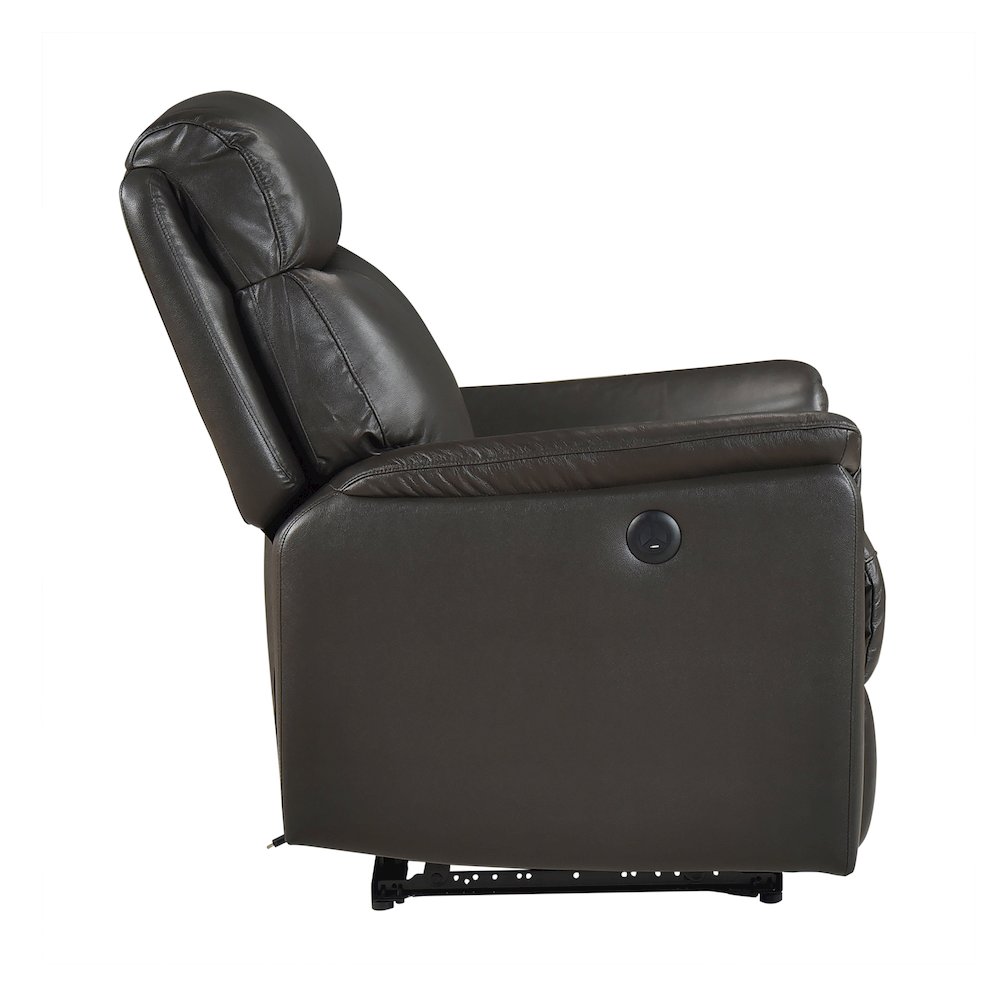 Leif Leather Power Reclining Chair in Dark Brown. Picture 6