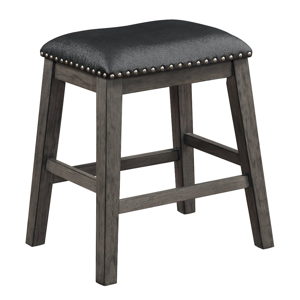 Timbre Faux leather Counter Height Stool, set of 2 in Black. Picture 1
