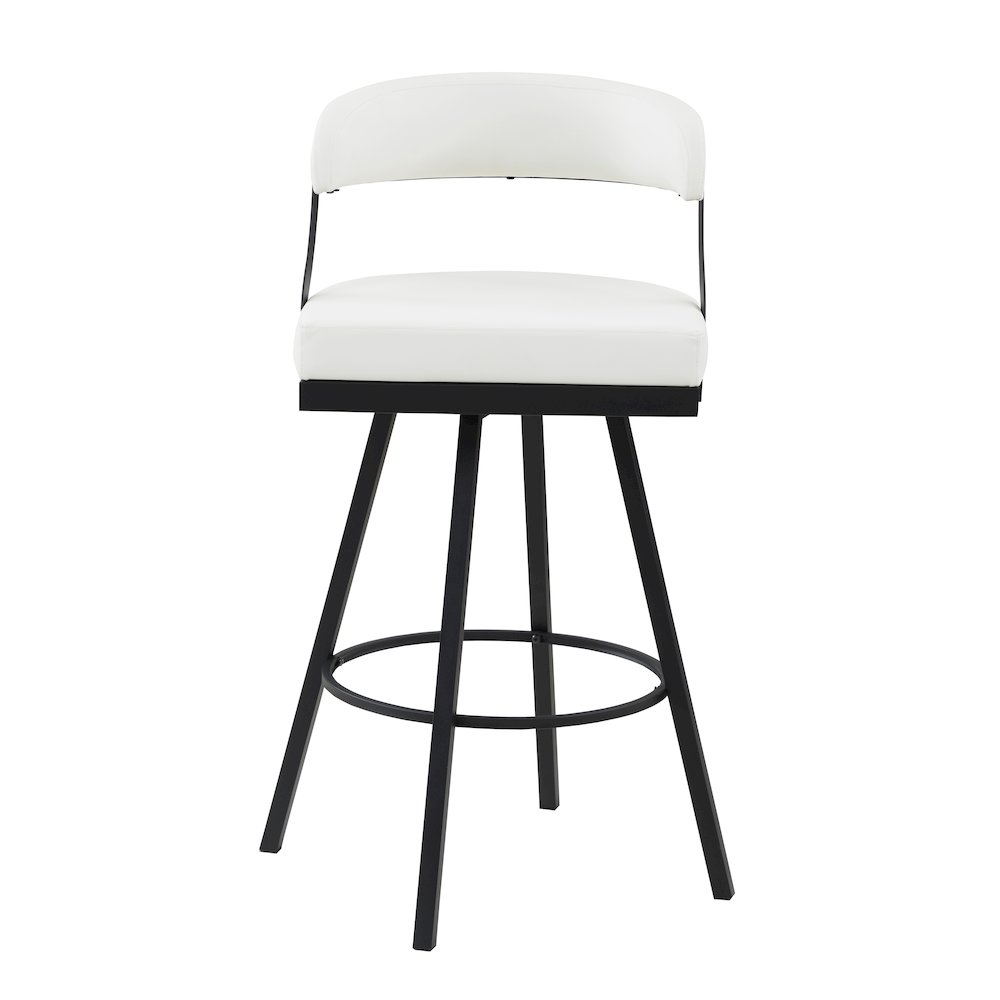 Crowley Faux leather Swivel Pub Height Chair in White. Picture 5