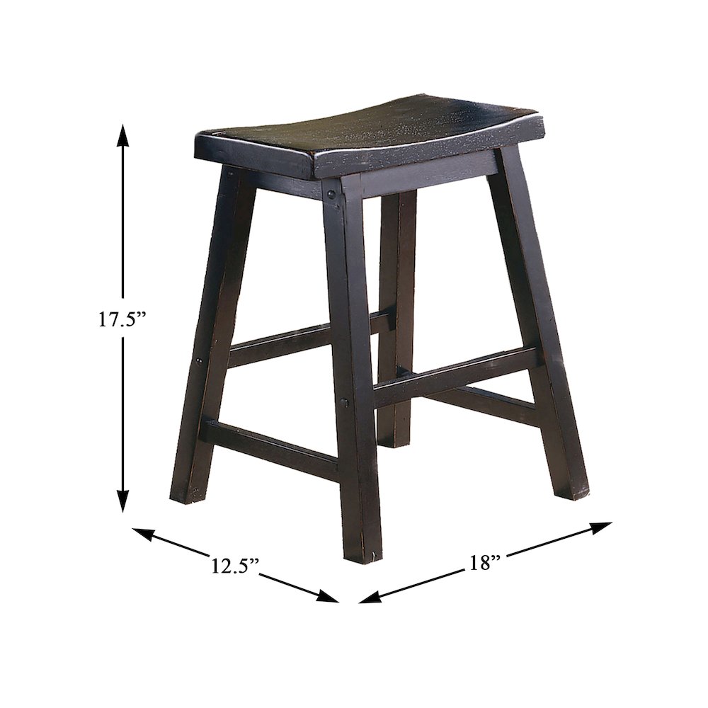 Saddleback Solid Wood 18" Height Stool, Set of 2 in Black Finish. Picture 3