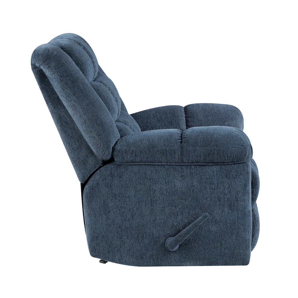 Baldwin Chenille Rocker Reclining Chair in Blue. Picture 6