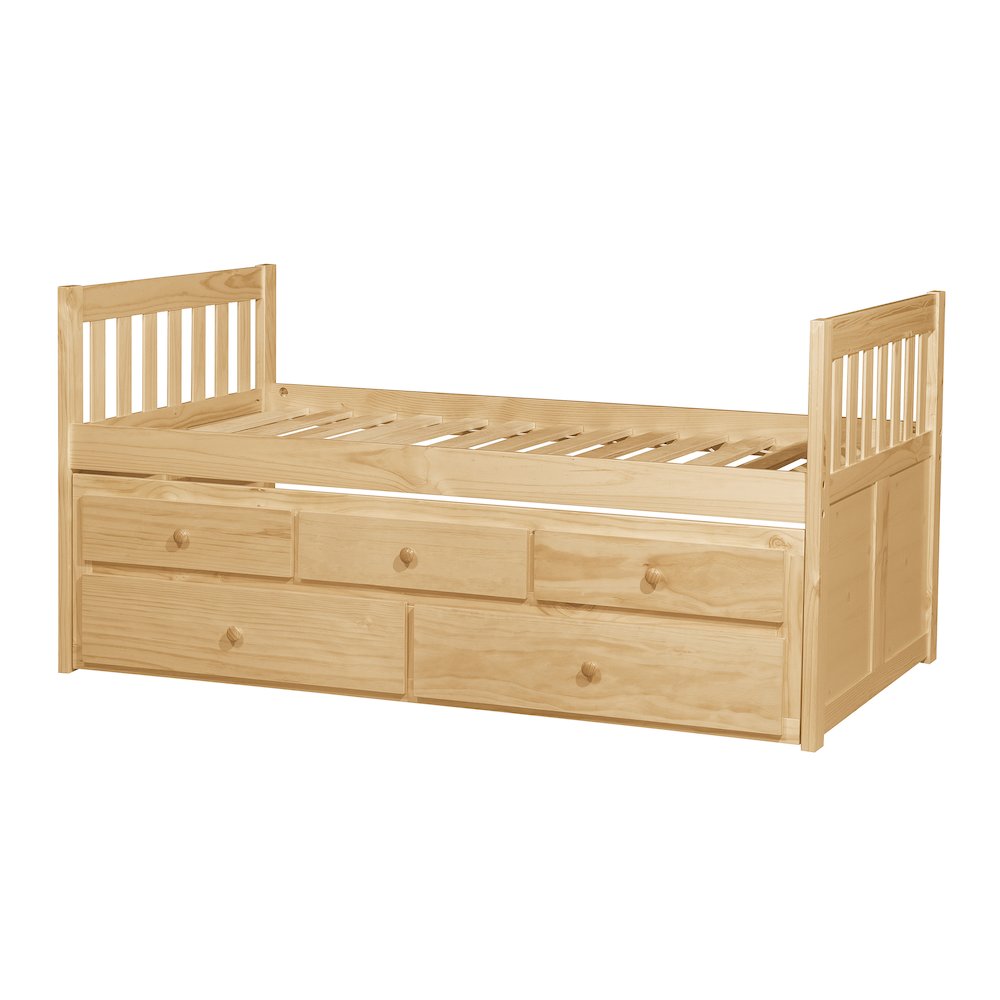 Bartly Pine Twin Over Twin Trundle Bed in Natural Pine. Picture 2