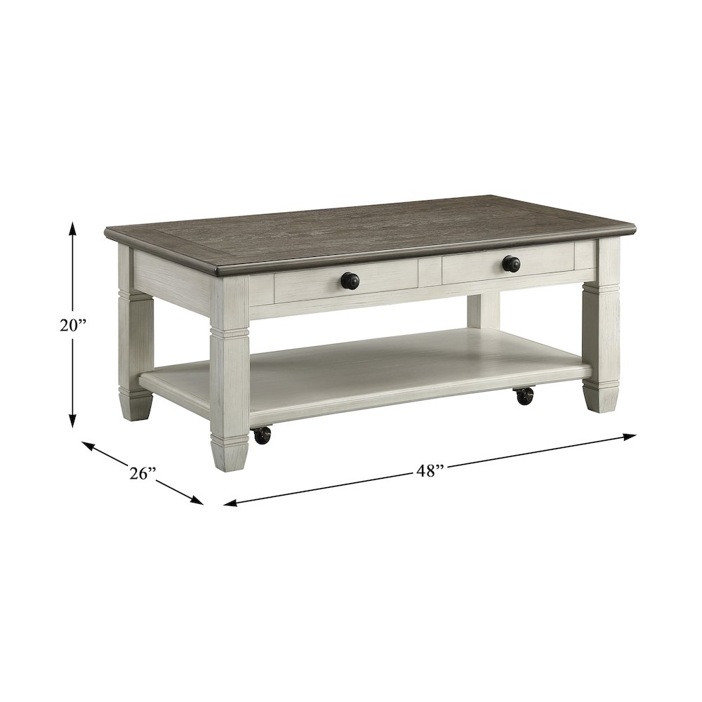 Granby Pine Cocktail Table in 2-Tone (Rosy Brown and Antique White). Picture 5