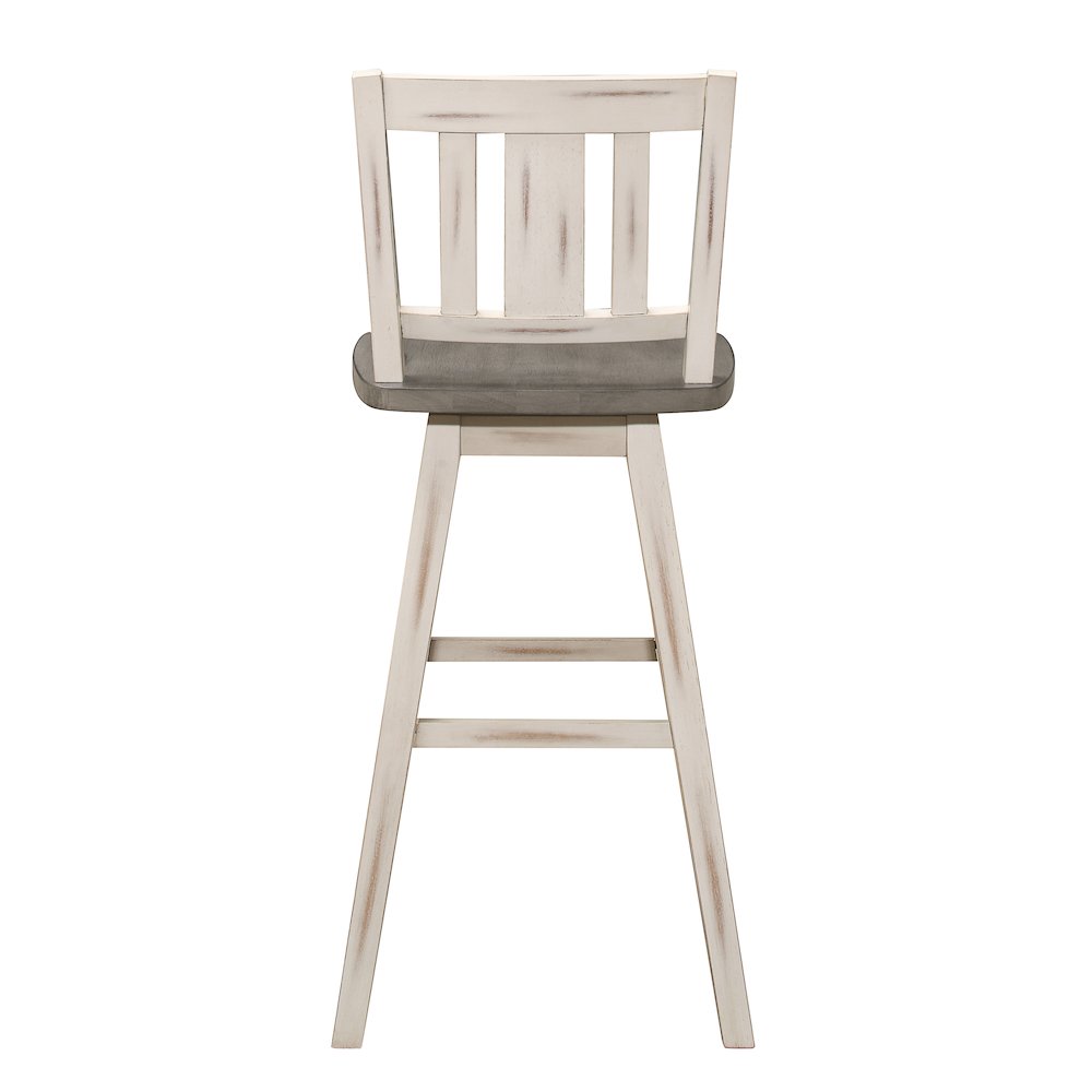 Amsonia Solid Wood Swivel Pub Height Chair, set of 2 in Gray and White. Picture 3