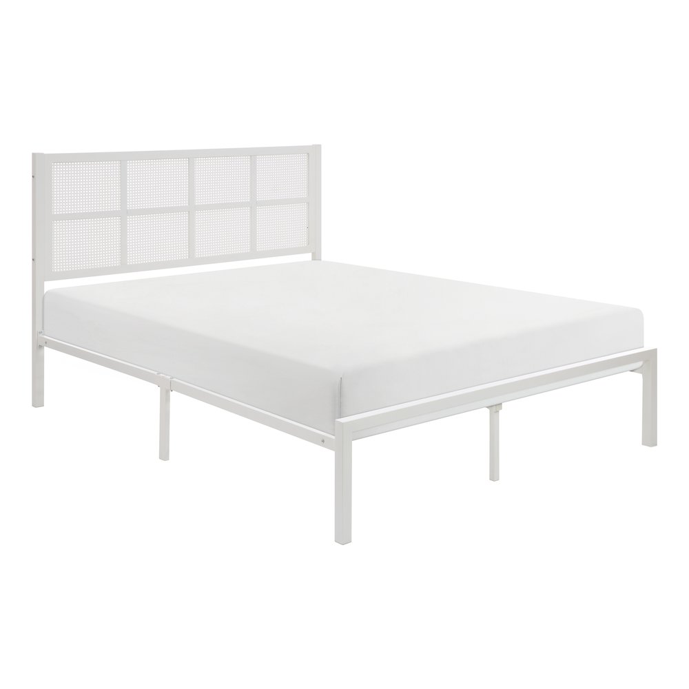 Sanibel Metal Eastern King Metal Platform Bed in White. Picture 1