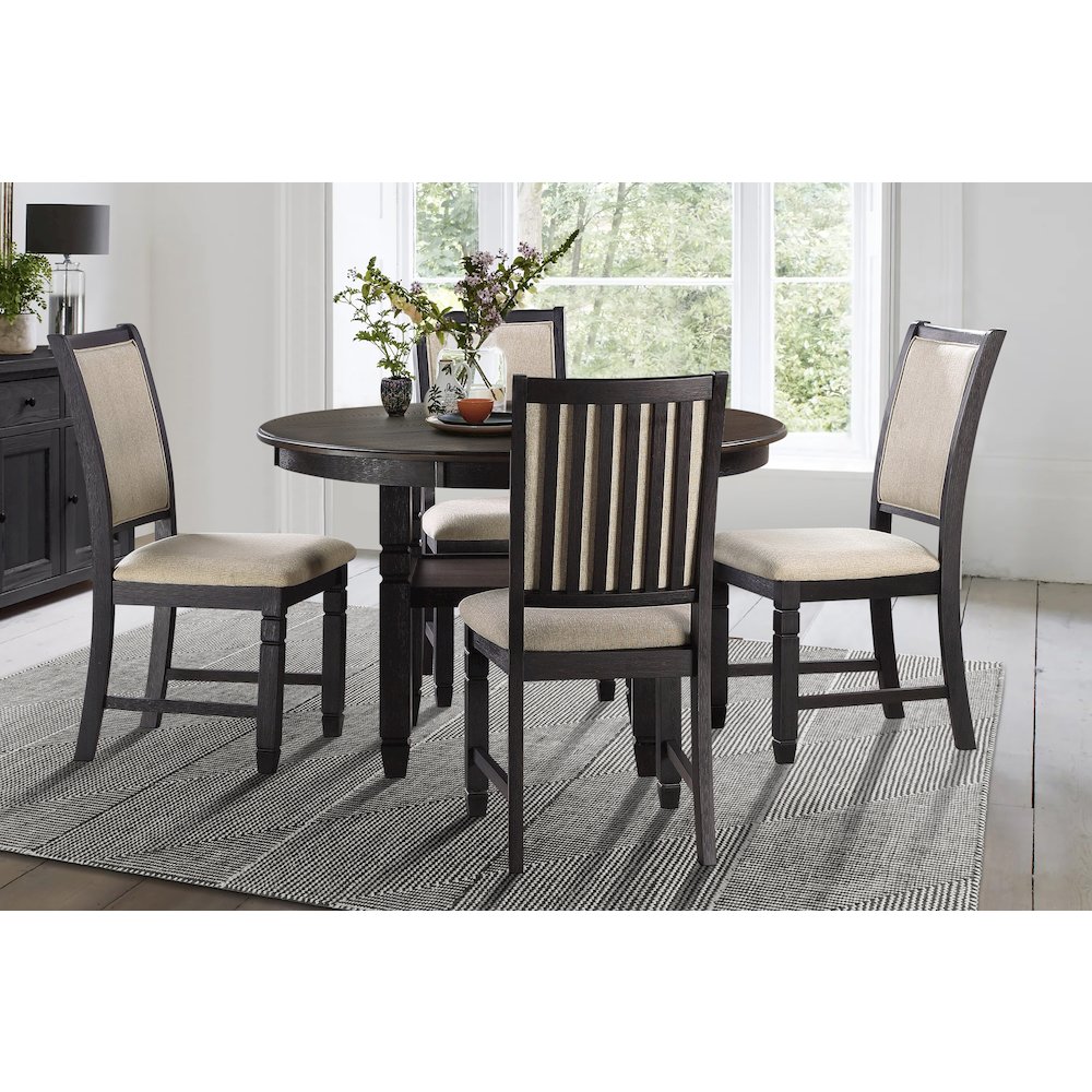 Asher Textured Dining Room Side Chair, set of 2 in Beige. Picture 2