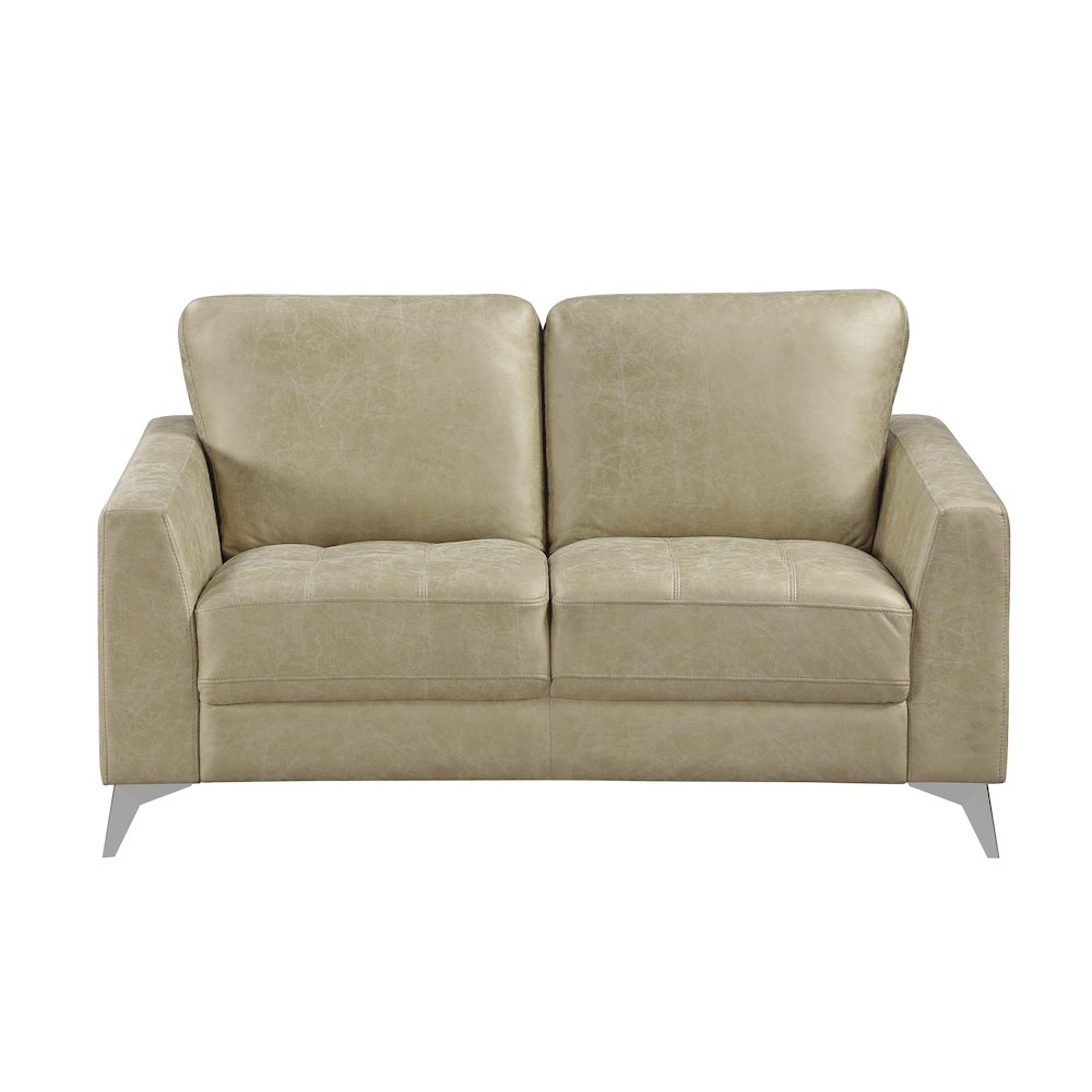 Cazon Microfiber Love Seat in Sand. Picture 5