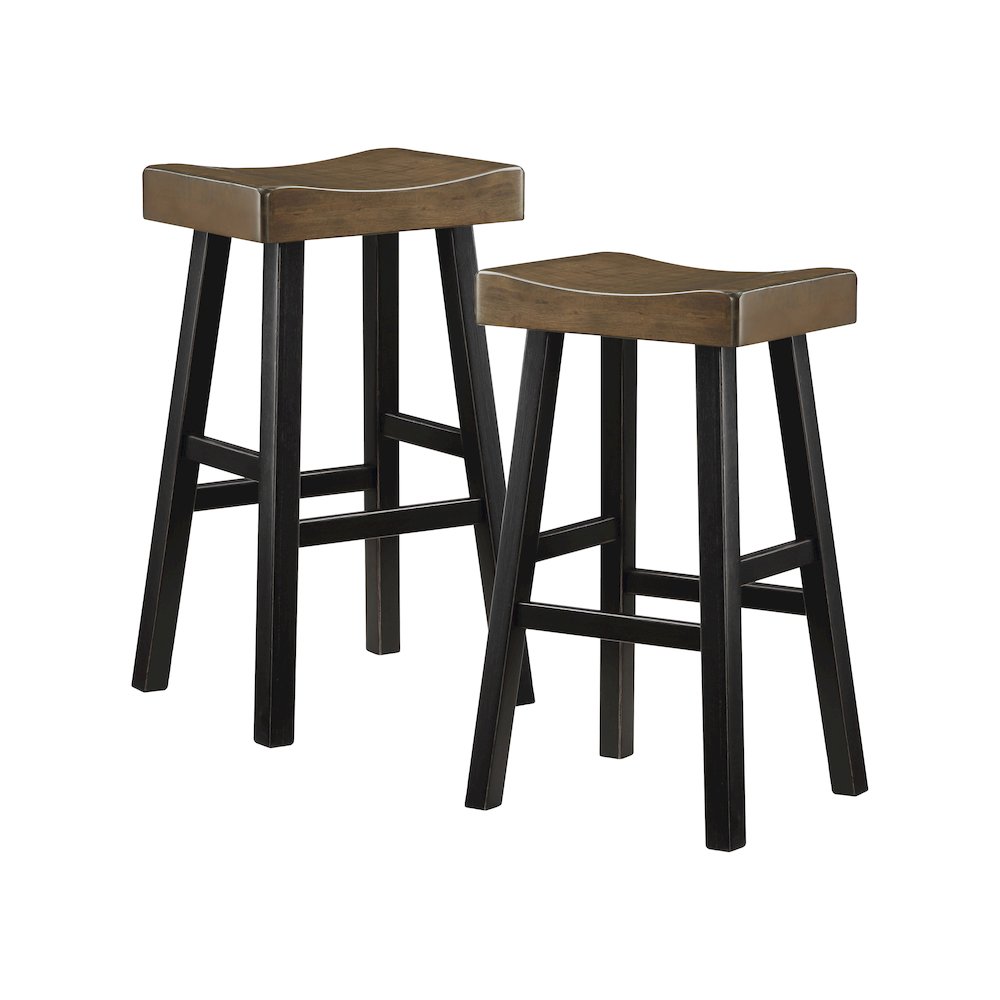 Caspian Solid Wood 29" Stool in Black and Brown Finish. Picture 3