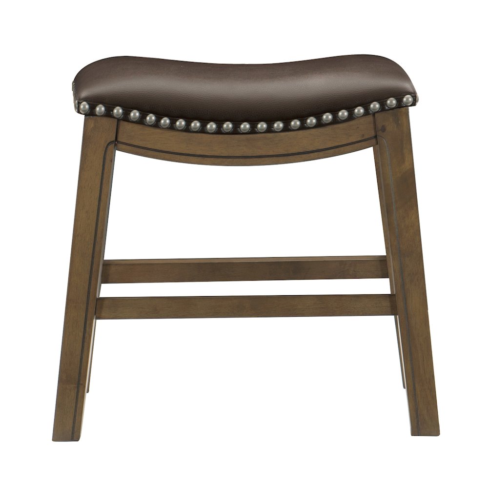 Ordway Solid Wood 18" Height Saddle Stool in Brown. Picture 3
