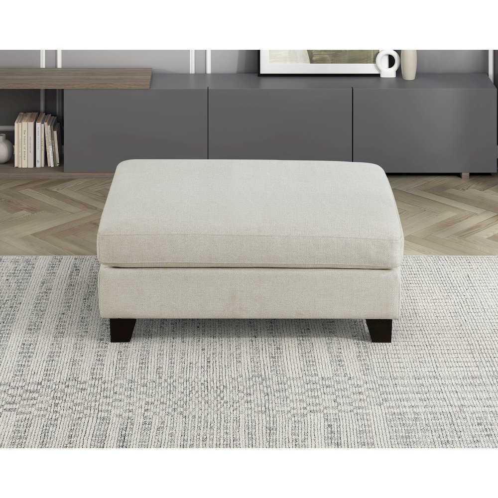 Zeke Textured Ottoman in Ivory. Picture 2