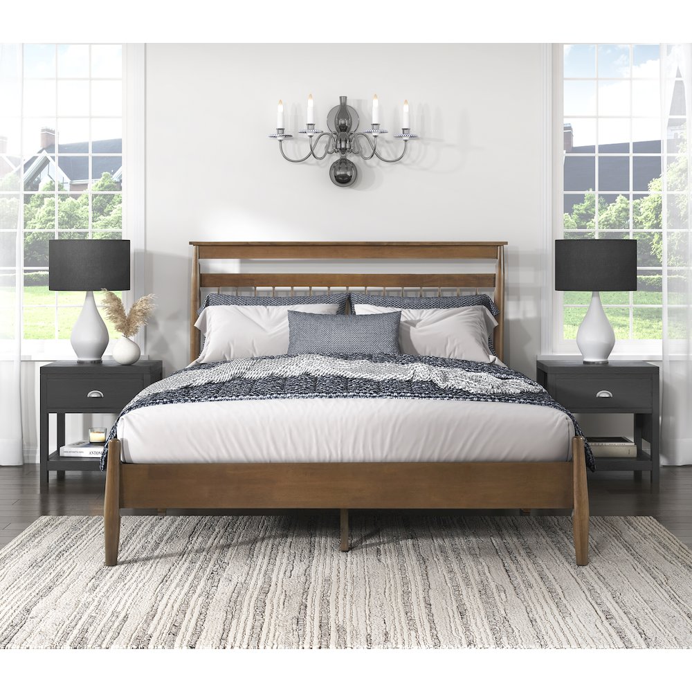 Arlo Asian Hardwood Queen Platform Bed in Chestnut. Picture 3