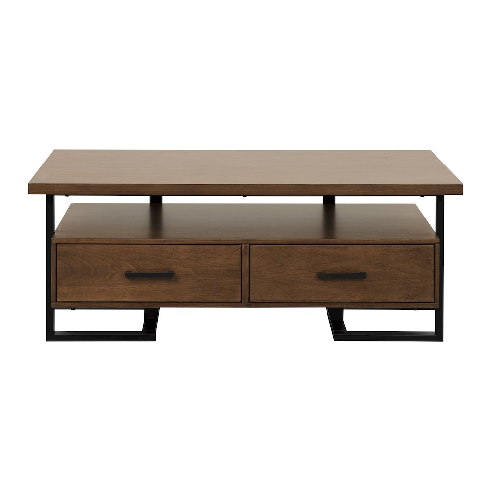 Sedley Asian Hardwood Cocktail Table w/ Two Functional Drawers in Walnut. Picture 3