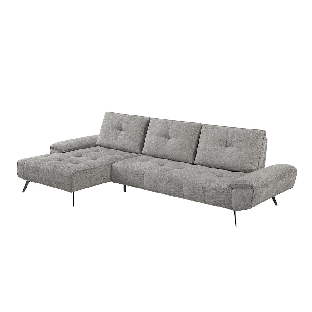 Dominic Chenille 2-Piece Sectional with Left Chaise in Dove Gray