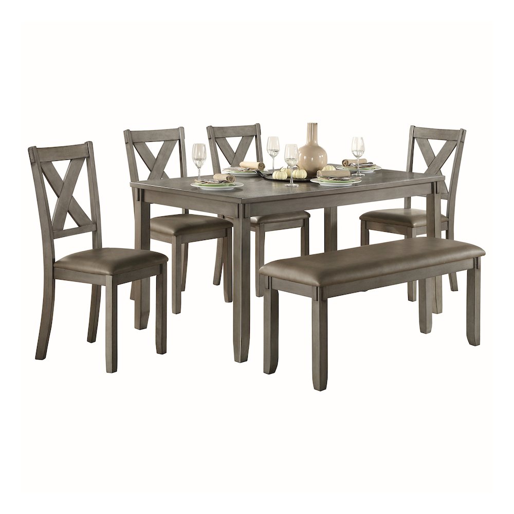 Holders Asian Hardwood 6-Piece Pack Dinette Set in Gray. Picture 1