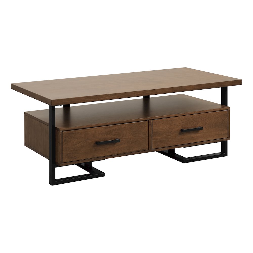 Sedley Asian Hardwood Cocktail Table w/ Two Functional Drawers in Walnut. Picture 1