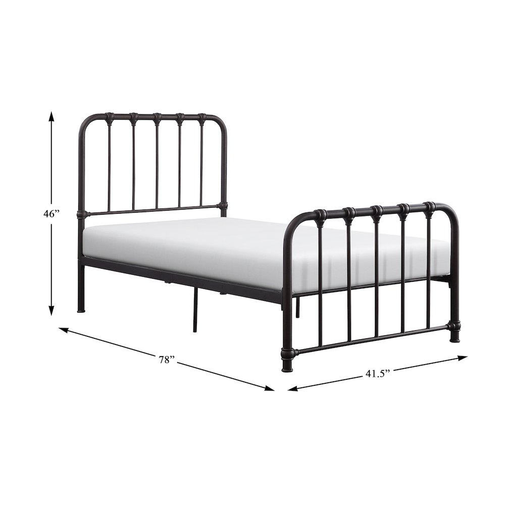 Bethany Metal Twin Metal Platform Bed in Dark Bronze. Picture 4