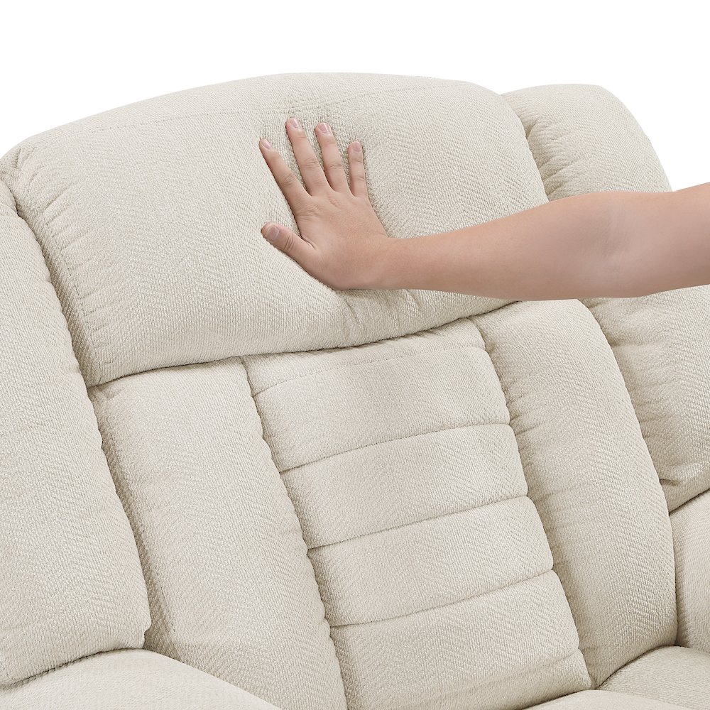 Nutmeg Chenille Double Reclining Sofa in Beige. Picture 7