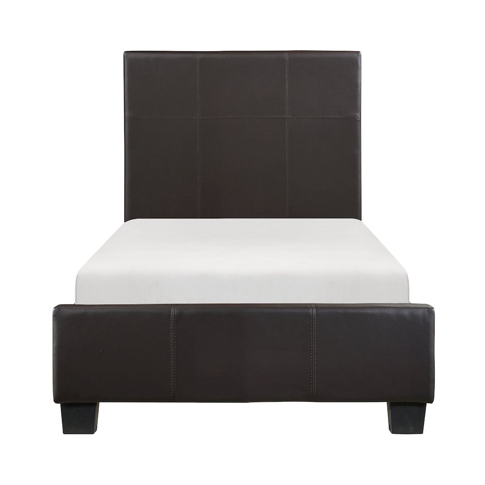 Lorenzi Faux Leather Twin Bed in Dark Brown. Picture 3