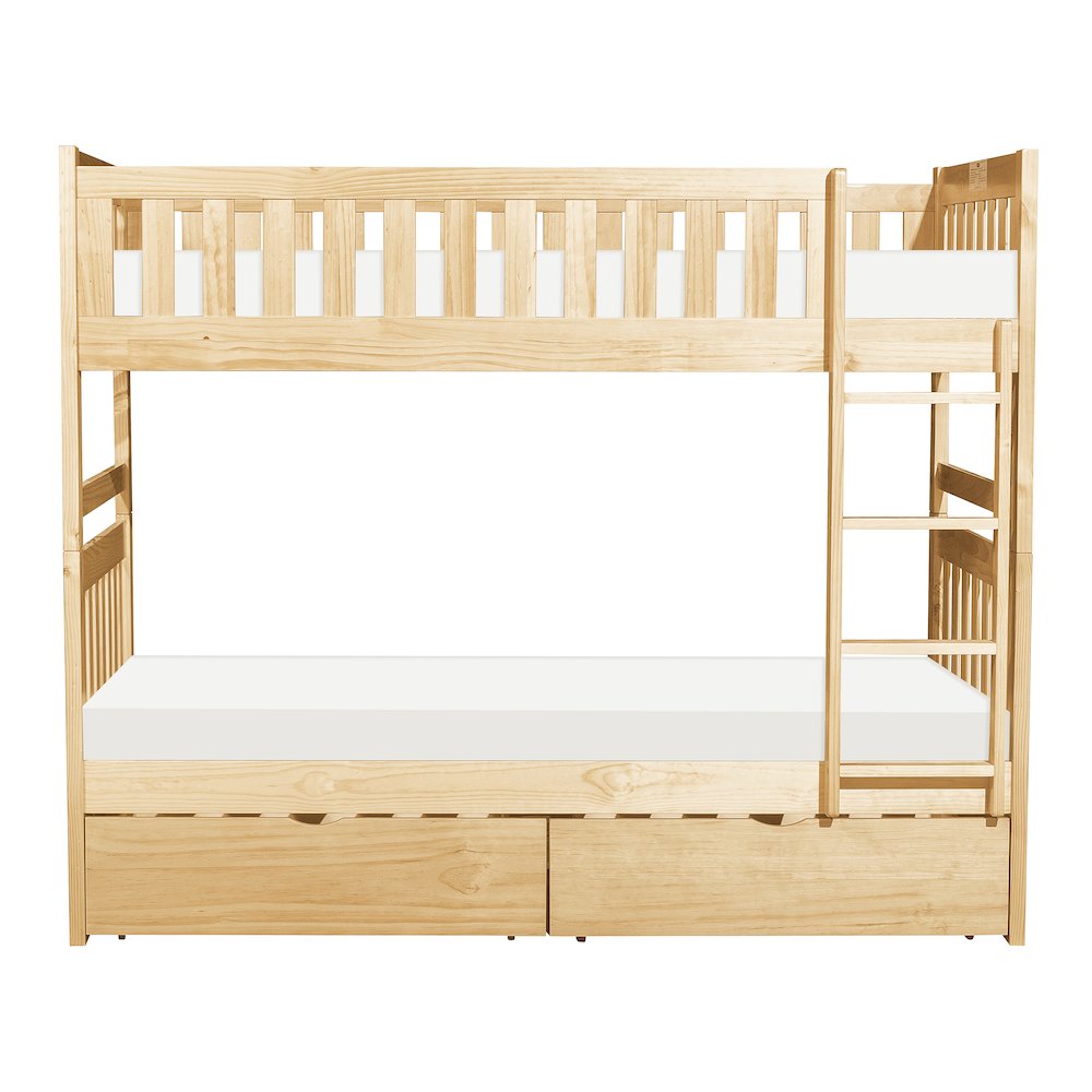 Bartly Pine Twin over Twin Bunk Bed with Storage Boxes in Natural Pine. Picture 4