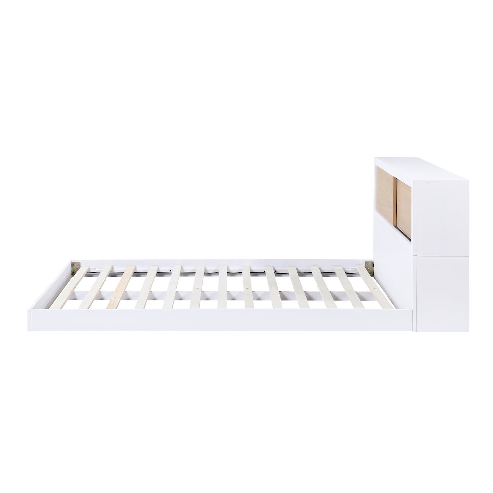 Asker Asian Hardwood Full Bookcase Bed in 2-Tone (White and Natural). Picture 11