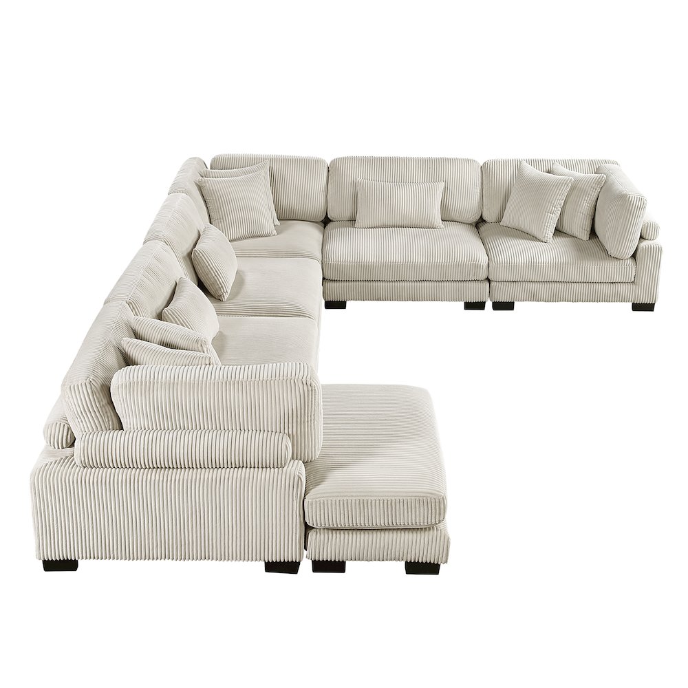 Traverse Corduroy 6-Piece Modular Sectional with chaise in Beige. Picture 11
