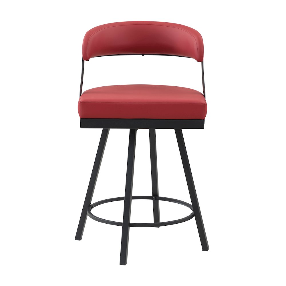 Crowley Faux leather Swivel Counter Height Chair in Red. Picture 5