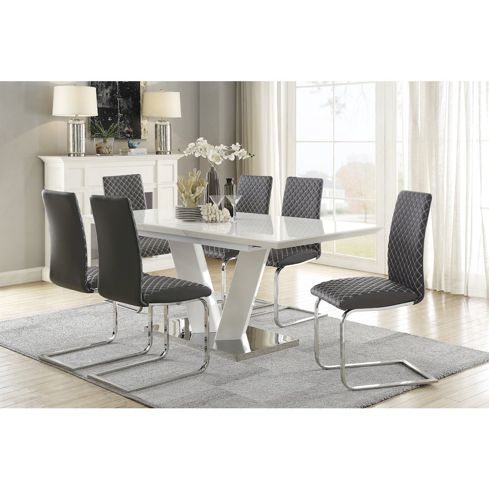 Yannis Faux leather Dining Room Side Chair, set of 2 in Gray. Picture 2