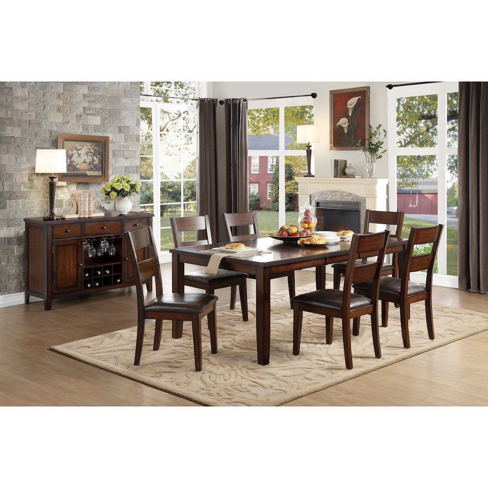 Mantello Wood Dining Room Table in Cherry Finish. Picture 2