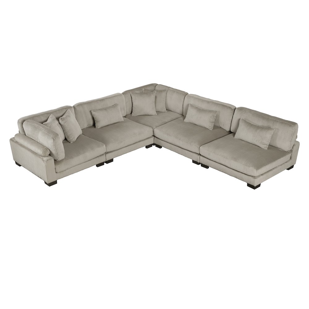 Traverse Corduroy 5-Piece Modular Sectional in Taupe. Picture 1
