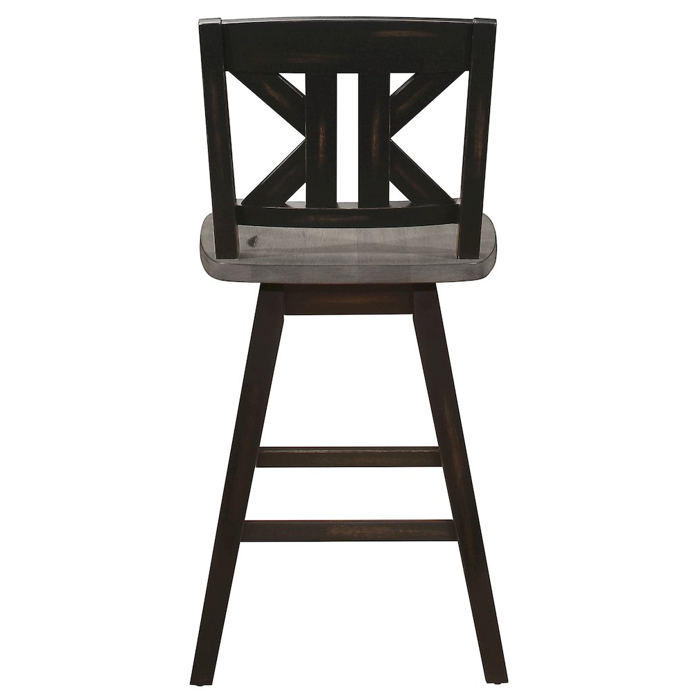 Amsonia Wood Swivel Counter Height Chair, set of 2 in Gray and Black. Picture 3