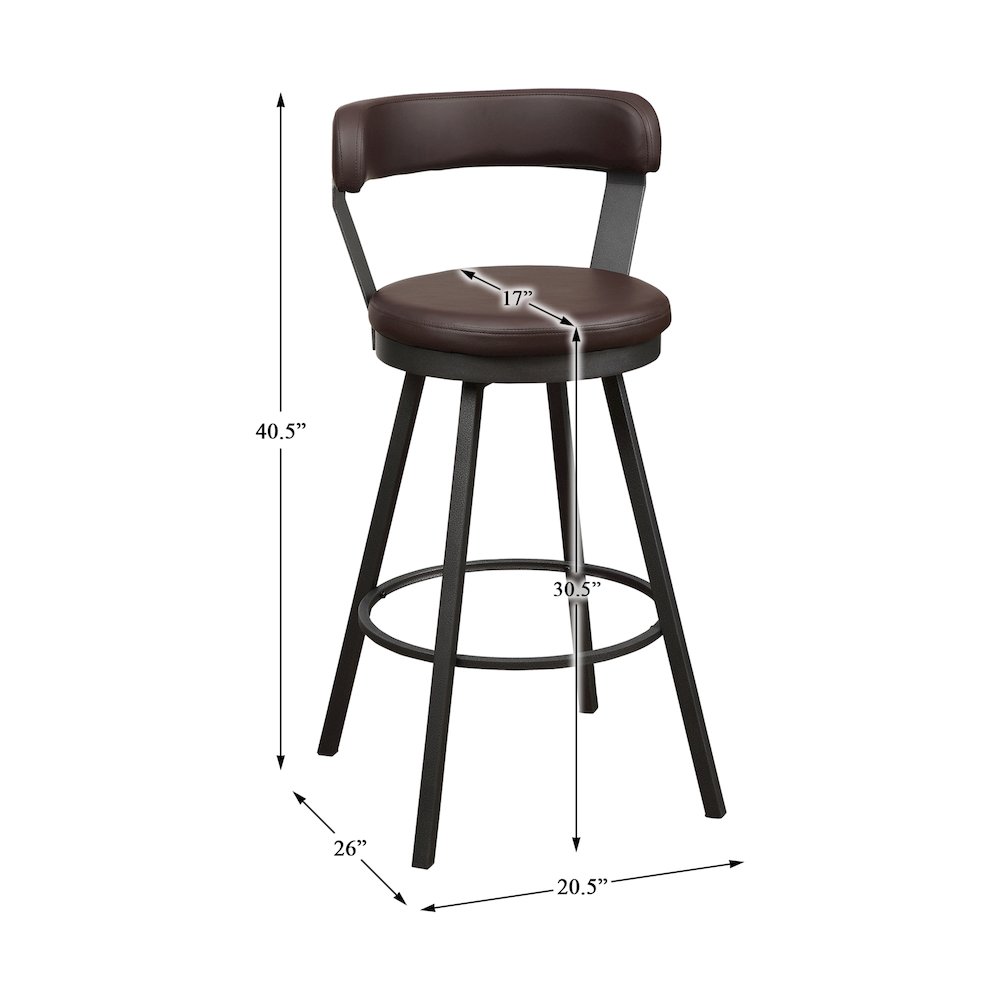 Appert Metal Swivel Pub Height Chair,  set of 2 in Brown. Picture 4
