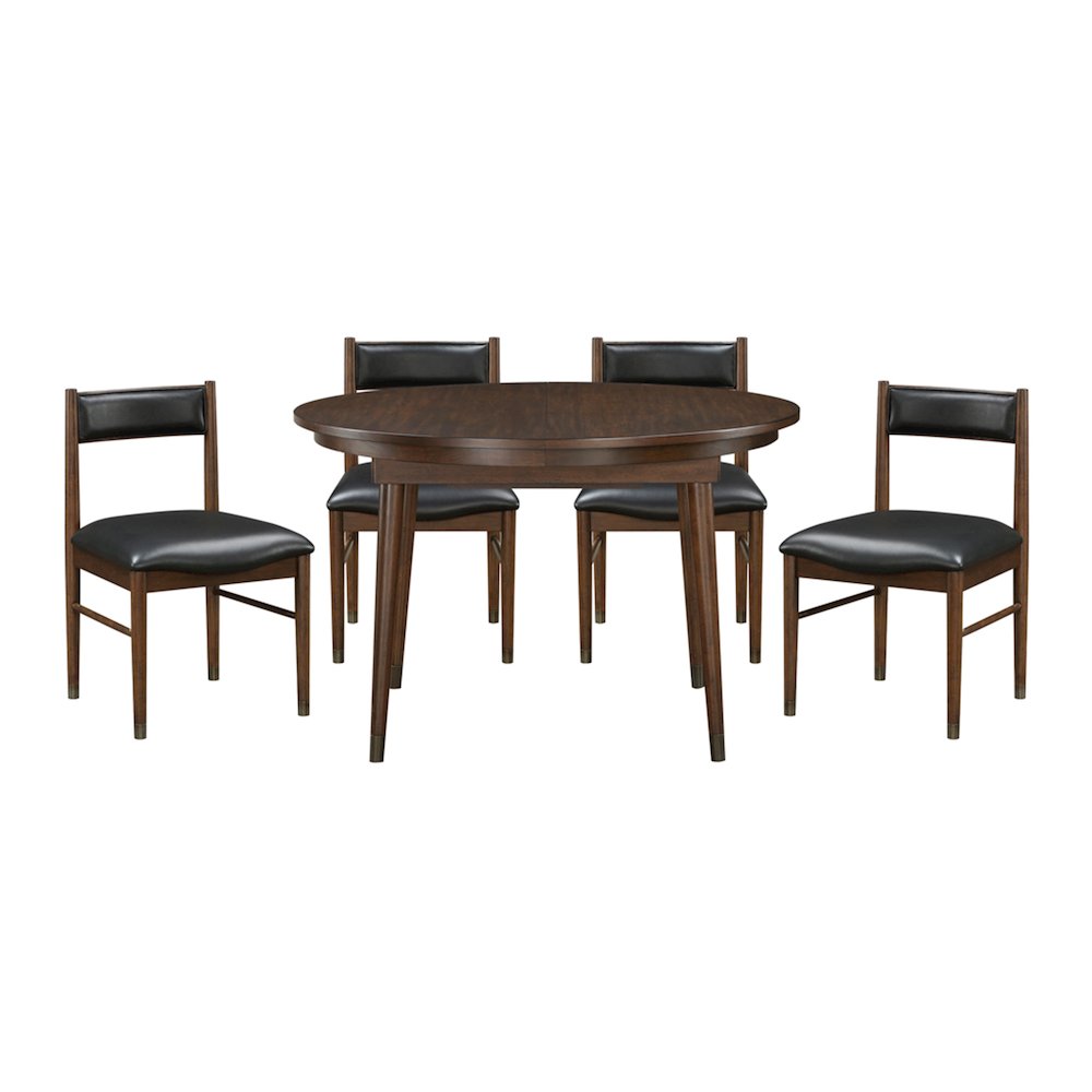 Clive Leather 5-Piece Dining Set (1 Table + 4 Side Chairs) in Black. Picture 4