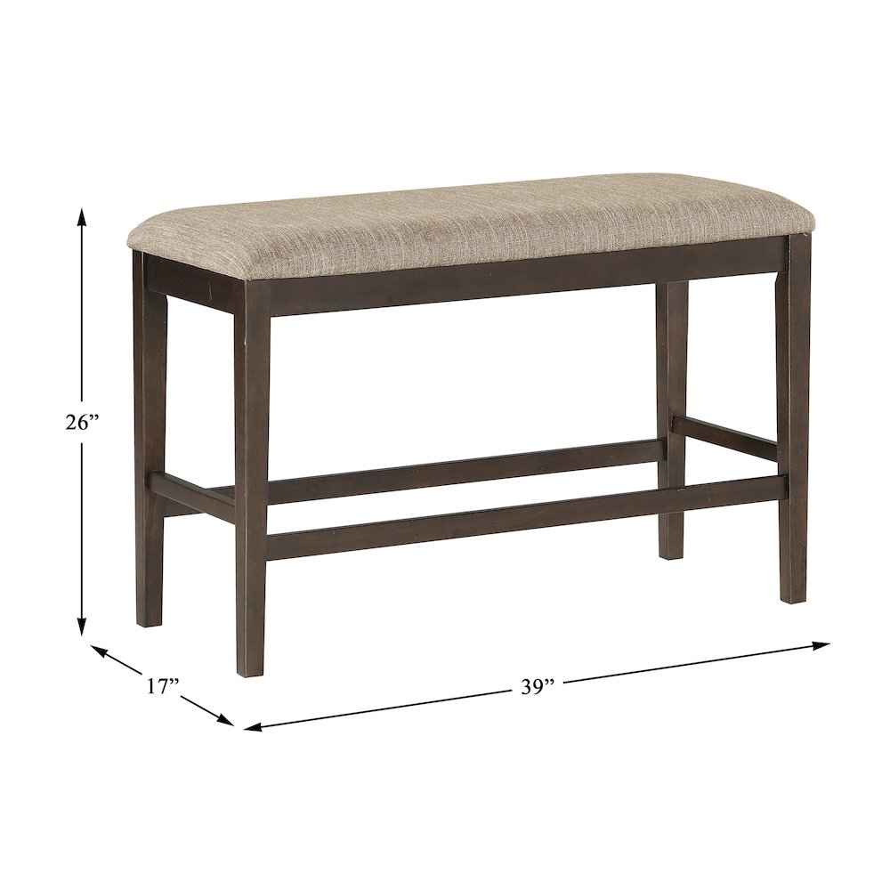 Balin Textured Counter Height Bench in Brown. Picture 4