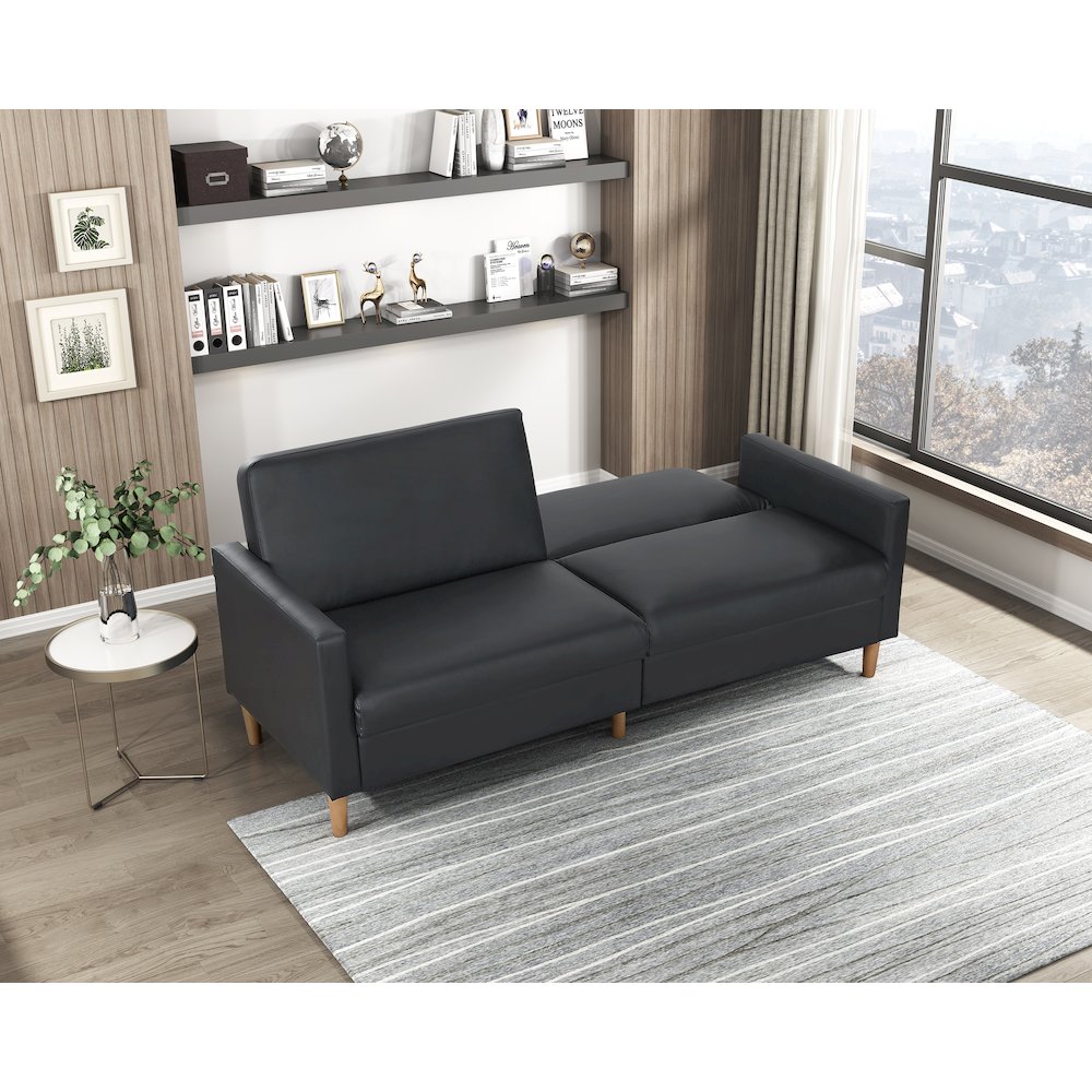 Carlton Faux Leather Elegant Lounger in Black. Picture 3