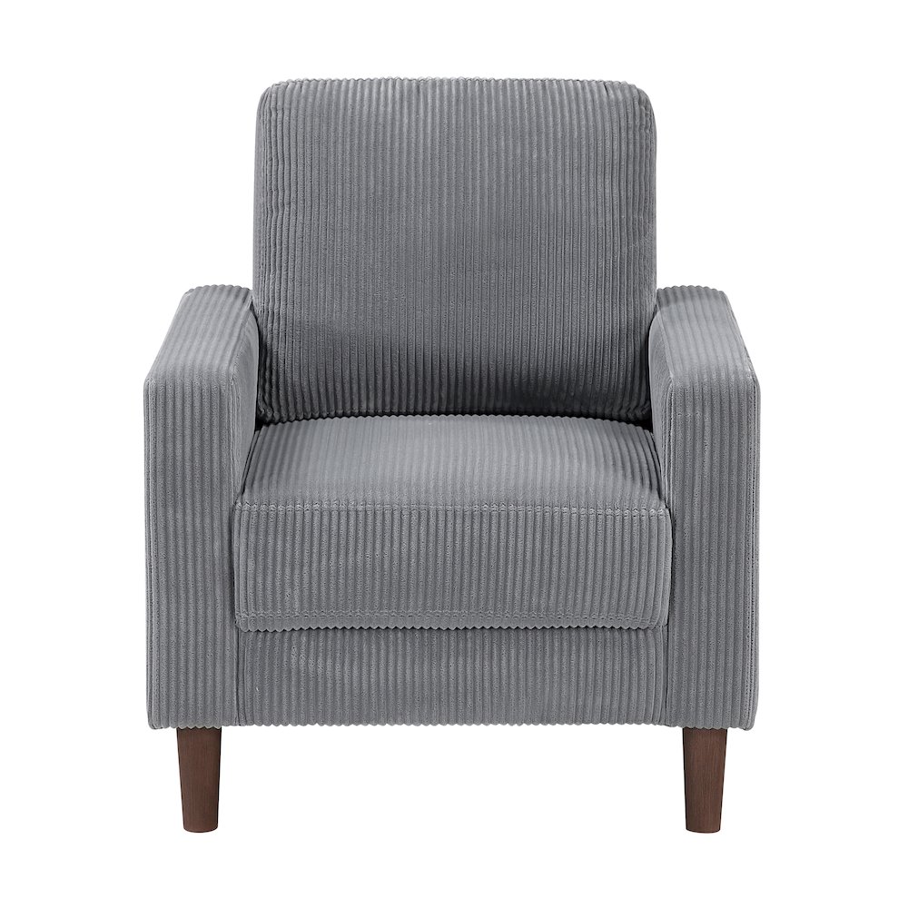 Crandall Corduroy 3pc Set: Sofa, Loveseat, Chair in Gray. Picture 11
