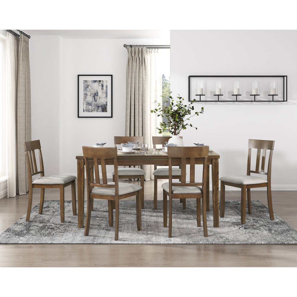 Prineville Textured Dining Room Table and Chairs (set of 7) in Beige. Picture 2