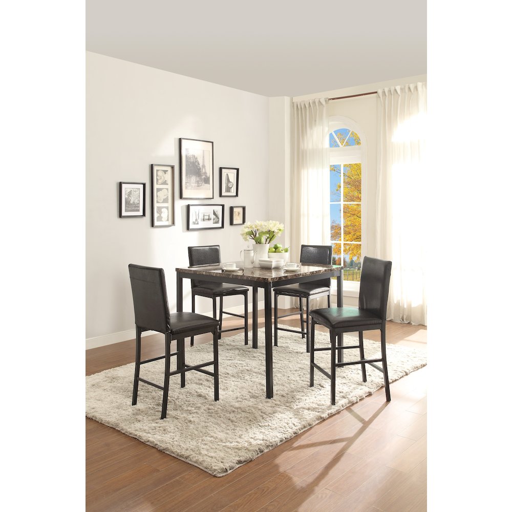 Tempe Faux Marble Top Counter Height Dining Table in Black Metal Finish. Picture 2